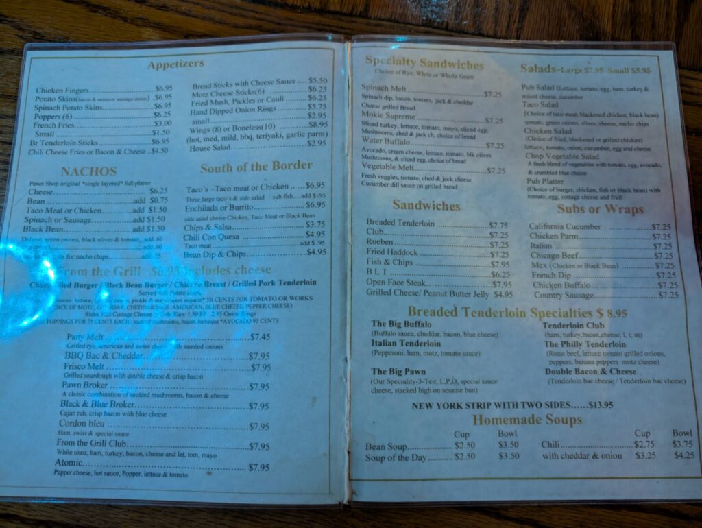 Pawn Shop Pub Menu 4