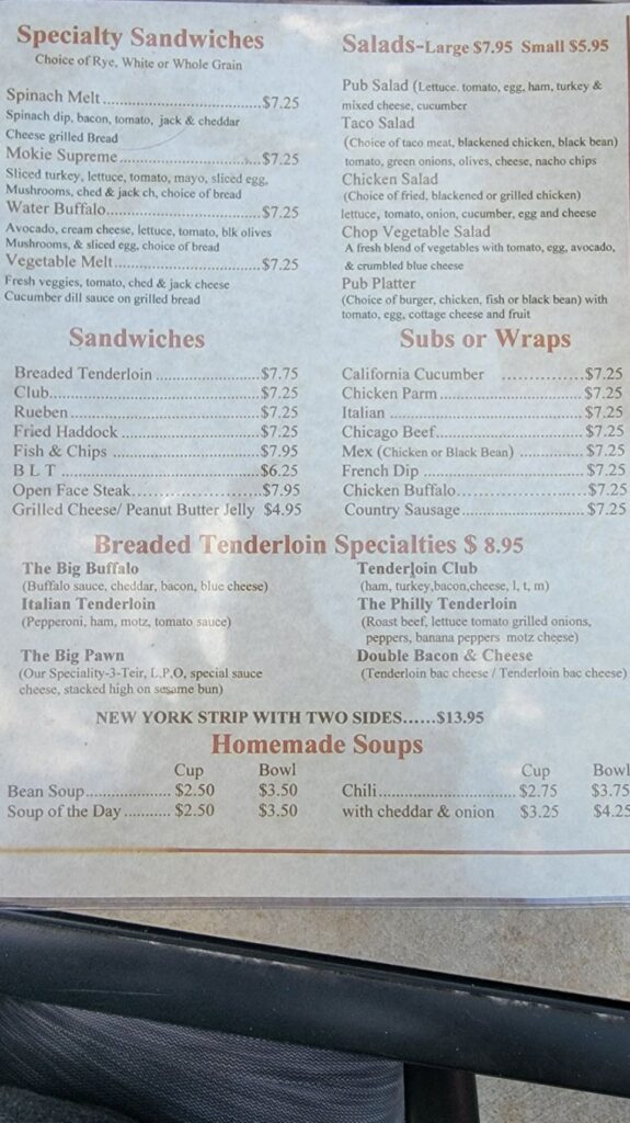 Pawn Shop Pub Menu 6