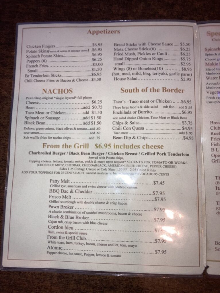 Pawn Shop Pub Menu 8